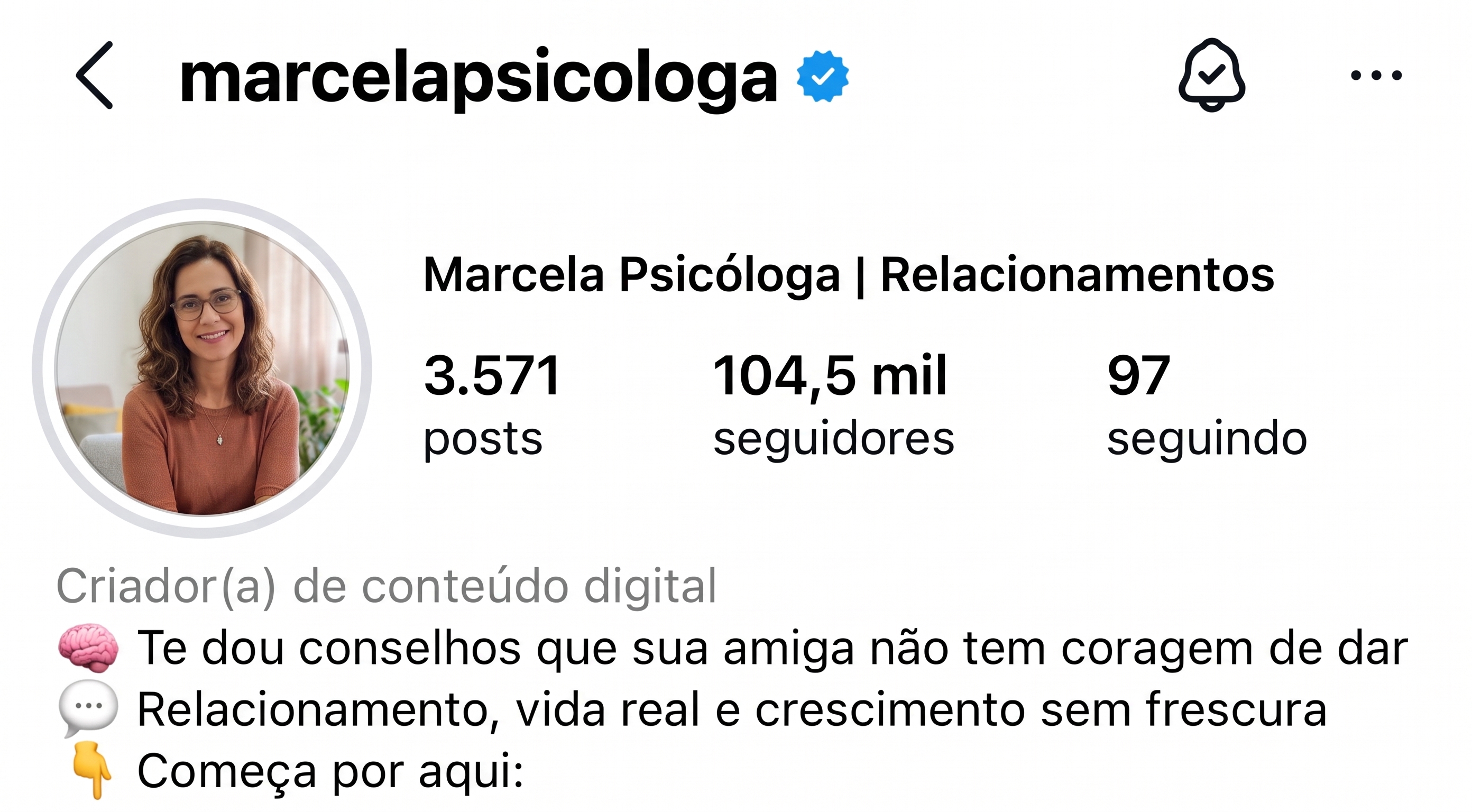 Imagem de perfil do Instagram fornecida para Marcela